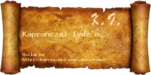 Kapronczai Iván névjegykártya